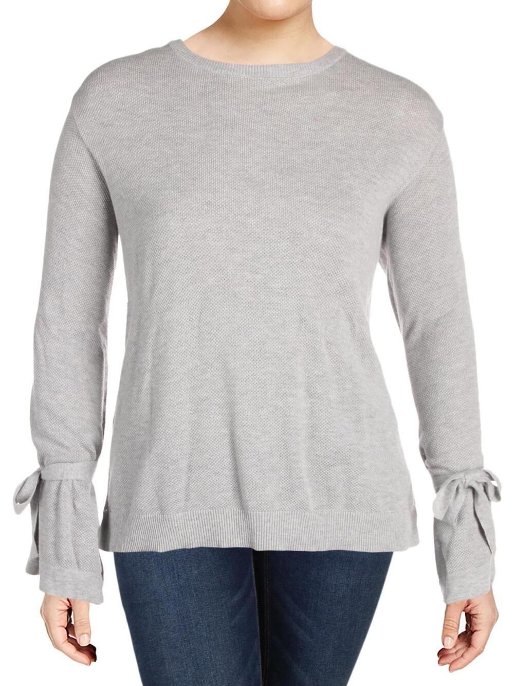 1. State Womens Tie Sleeve Knit Sweater Gray Size Medium